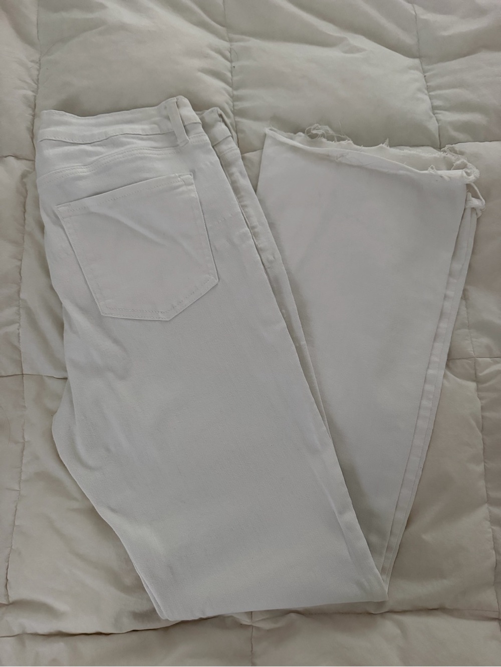 Just USA White Raw-Hem Wide Leg Jeans